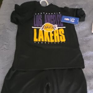 Los Angeles Lakers Black T-Shirt and Shorts Set